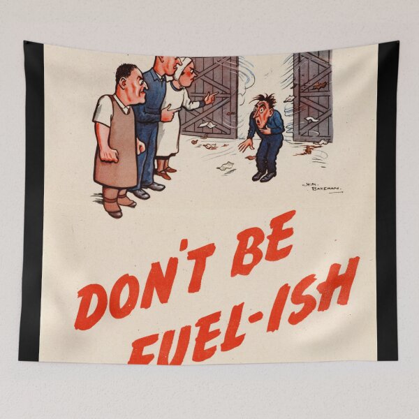 Item preview, Vintage WWII Propaganda Poster | The Man Who Would Not Close The Doors | Don't Be Fuel-ish | Wartime Home Conservation Art designed and sold by artofuniverse.