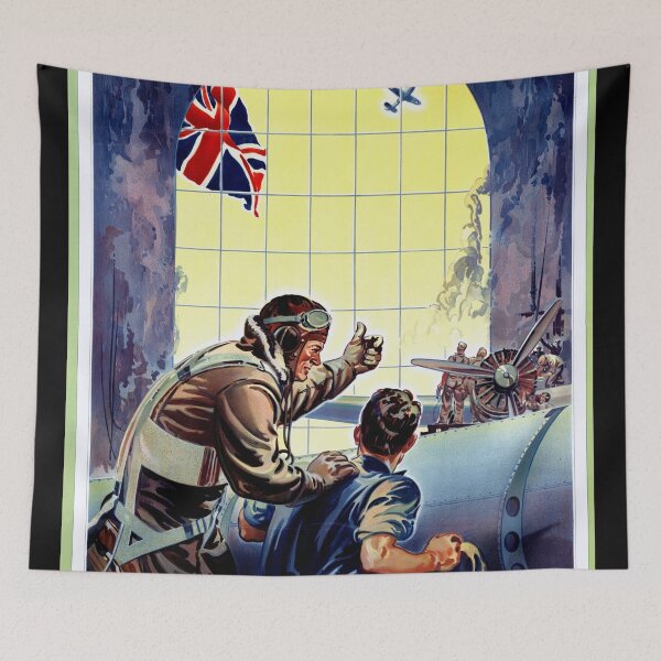 Item preview, WWII Propaganda Poster | Teamwork & Unity | Vintage Aviation Art | Canadian Wartime Industry | Historical Air Force Print designed and sold by artofuniverse.