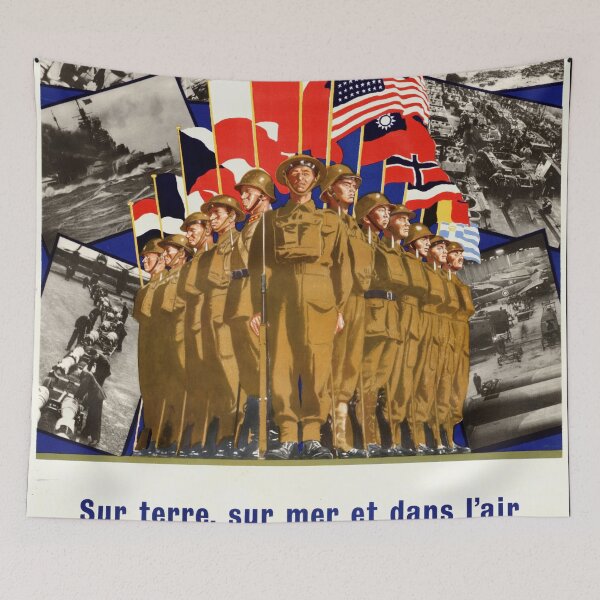 Item preview, World War II Propaganda Poster | The Allies Strike Back | Vintage Art Print | Military History & Allied Unity | Bold Design designed and sold by artofuniverse.