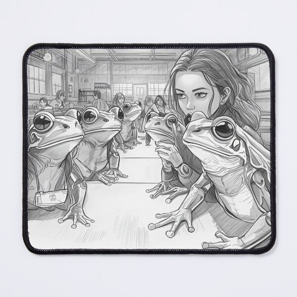 Item preview, a drawing of some frogs at school stikers designed and sold by chaieb shoop.