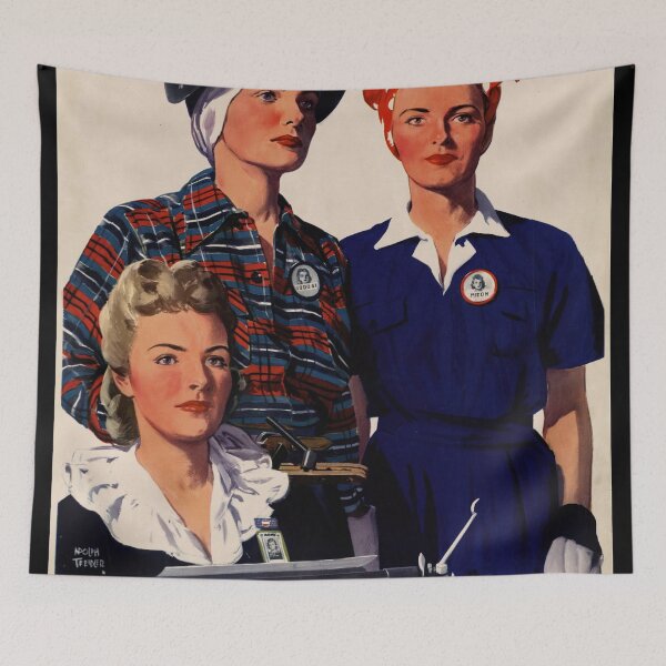 Item preview, WWII Poster | Soldiers Without Guns | Women's Role in War | Vintage Art Print | Home Front Tribute | Patriotic Wall Decor designed and sold by artofuniverse.
