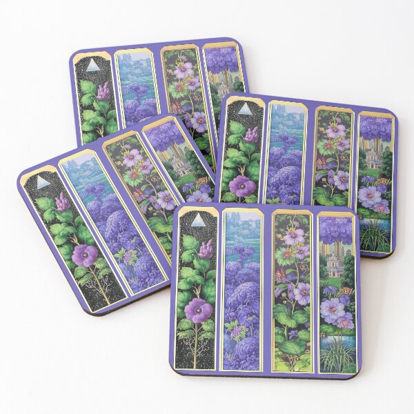 Item preview, Vibrant Purple Floral Stained Glass Panels designed and sold by LanaGustavsson.