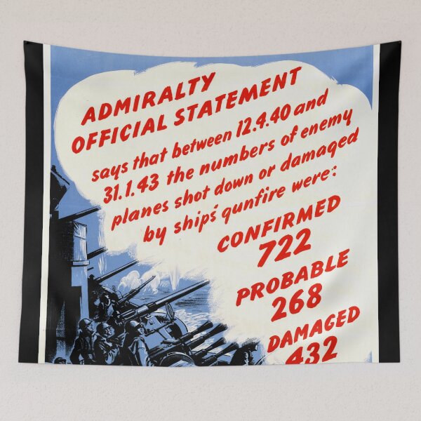 Item preview, WWII British Propaganda Poster | Ships' Guns Down Nazi Planes | Vintage Wall Art Print | Historical Navy & Military Decor designed and sold by artofuniverse.