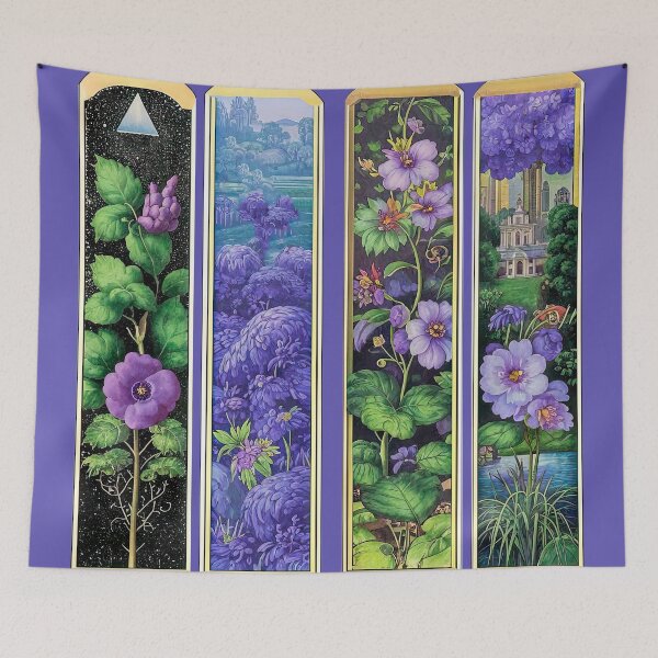 Item preview, Vibrant Purple Floral Stained Glass Panels designed and sold by LanaGustavsson.