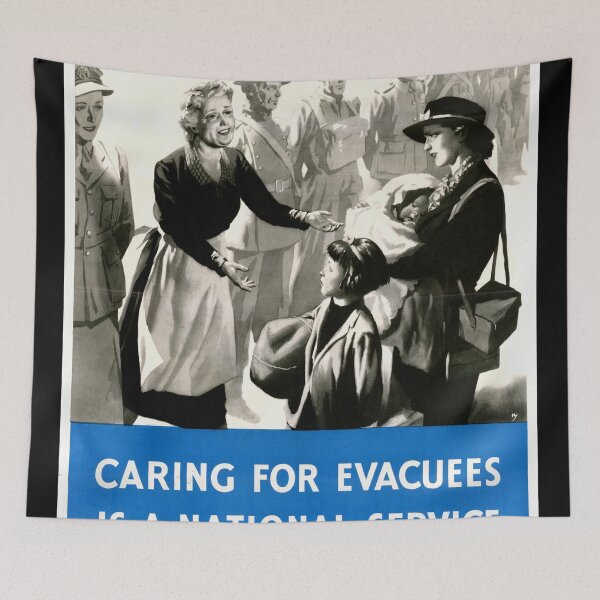Item preview, Vintage WWII Propaganda Poster | British Ministry of Health Art | Caring for Evacuees is National Service | Home Front Duty designed and sold by artofuniverse.