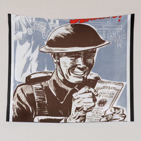 Item preview, WWII Canadian Propaganda Poster | Buy Victory Bonds | Save While Serving | Historical Art Print & Patriotic Home Decor designed and sold by artofuniverse.