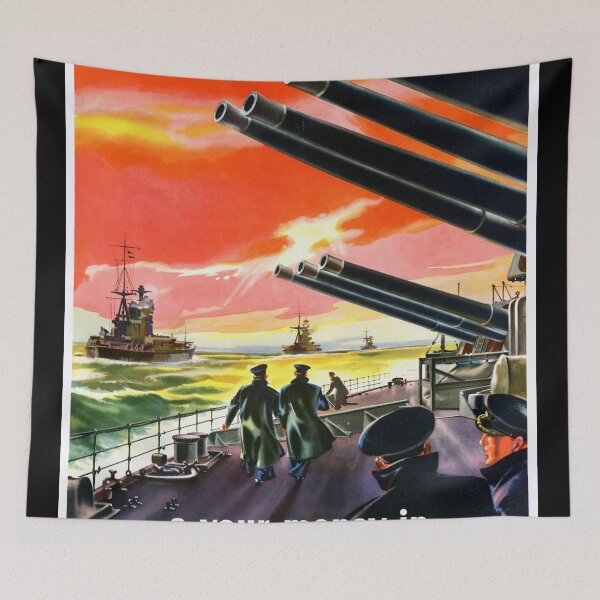 Item preview, WWII British Propaganda Poster | Dramatic Naval Scene at Sunset | Trust the Navy & Save with Savings Certificates designed and sold by artofuniverse.