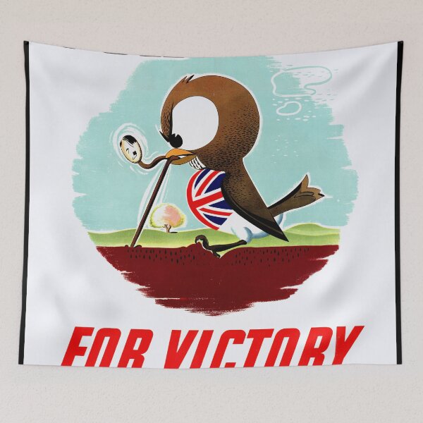 Item preview, Vintage WWII British Propaganda Poster | Cartoon Bird & Union Jack | Pull for Victory Art Print | War Savings Certificates designed and sold by artofuniverse.