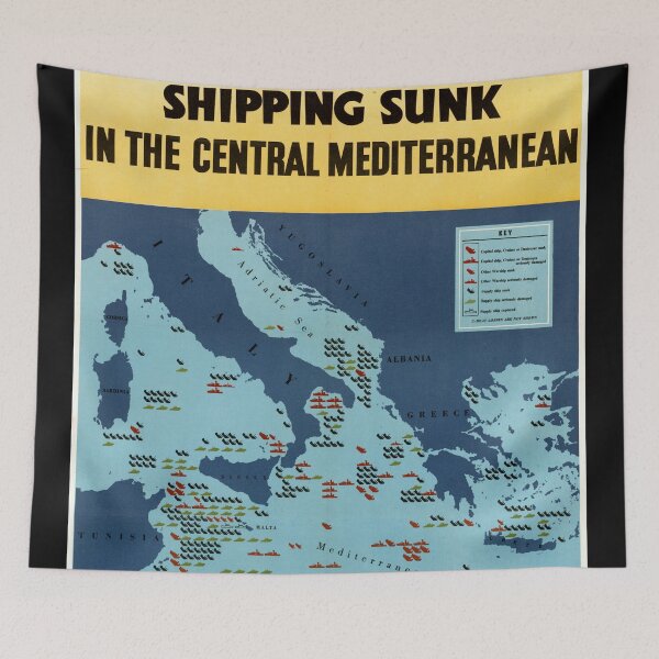 Item preview, WWII Propaganda Poster | Allied Naval Victory | Mediterranean Success | Axis Shipping Sunk | Vintage Historical Art designed and sold by artofuniverse.