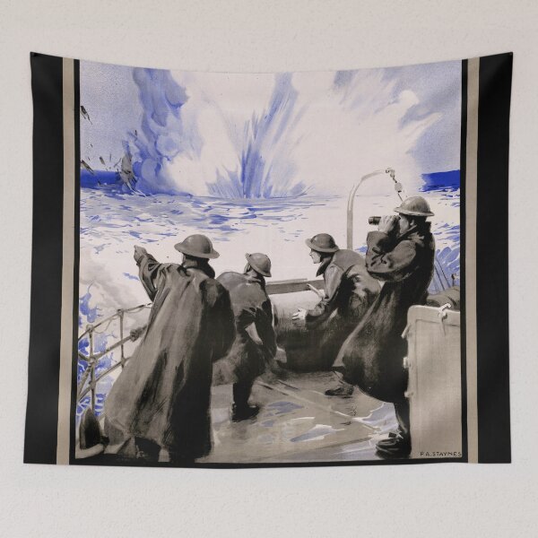 Item preview, WWII Naval Propaganda Poster | U-Boat Warfare Art | Vintage Military Decor | High Explosives Victory | P.A. Staynes Design designed and sold by artofuniverse.