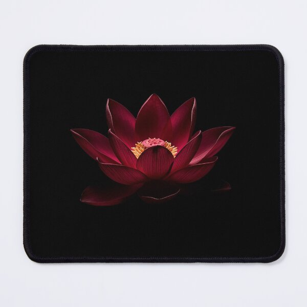 Item preview, Deep Red Lotus on Black – Mystical Burgundy Water Lily designed and sold by PixelVibe782.