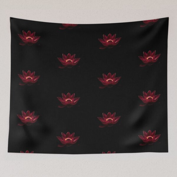 Item preview, Deep Red Lotus on Black – Mystical Burgundy Water Lily designed and sold by PixelVibe782.