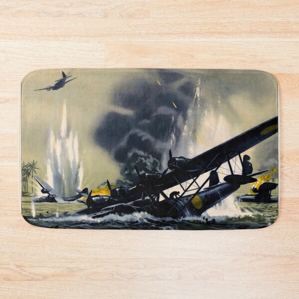 Item preview, Dramatic WWII RAF Attack Poster | Smash Japanese Aggression | WWII History & Propaganda Art | Port Blair Battle Scene designed and sold by artofuniverse.