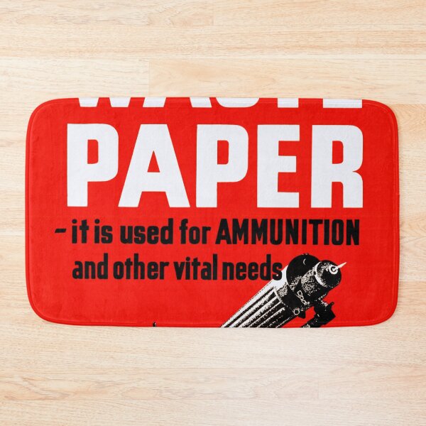 Item preview, Vintage WWII Propaganda Poster | Save Waste Paper for Ammunition & Support Troops | Bold Red & White Art Print designed and sold by artofuniverse.