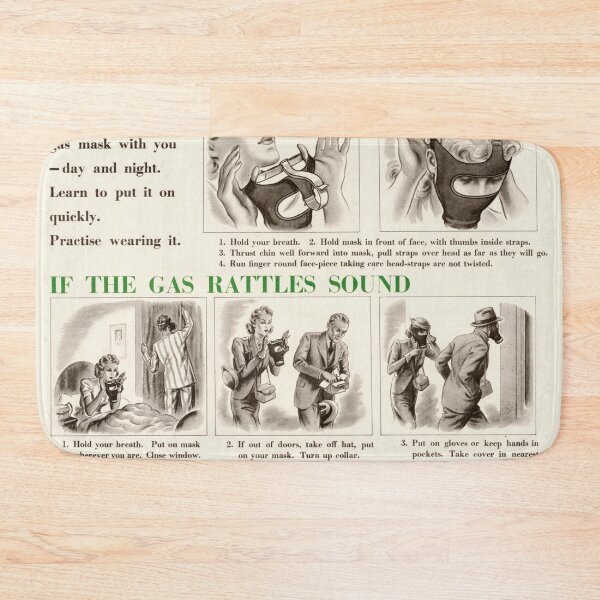 Item preview, Vintage WWII Gas Mask Poster | Historical Civil Defense Art | Home Security Instructions | Wartime Britain Print designed and sold by artofuniverse.