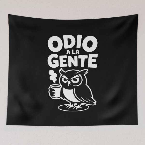 Item preview, I Hate People Owl Coffee Funny Quote in Spanish designed and sold by playloud.