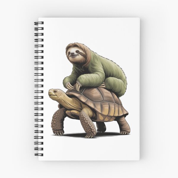 Item preview, Slow and Steady Buddies – Funny Sloth Riding Tortoise Illustration designed and sold by levdone.