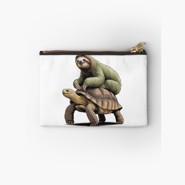 Item preview, Slow and Steady Buddies – Funny Sloth Riding Tortoise Illustration designed and sold by levdone.
