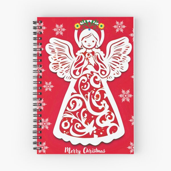 Item preview, Folk Angel Christmas Card – Papercut Style Merry Christmas Red Design designed and sold by AmberWit.