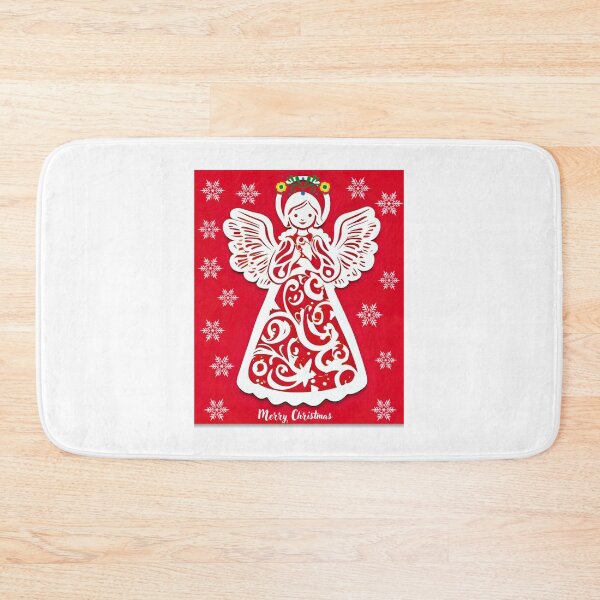 Item preview, Folk Angel Christmas Card – Papercut Style Merry Christmas Red Design designed and sold by AmberWit.