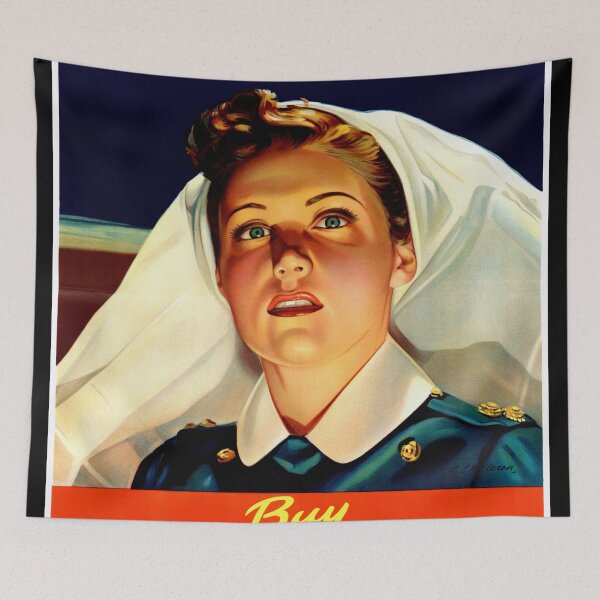 Item preview, WWII Propaganda Poster | Victory Bonds | Nurse Heroism Art | Mid-Century Style | Buy Now Support & Inspire | Vintage Wall Decor designed and sold by artofuniverse.