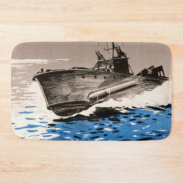 Item preview, Vintage WWII Propaganda Poster | Sulphuric Acid & Naval Torpedo Boat Illustration | Industrial Era Art Print designed and sold by artofuniverse.