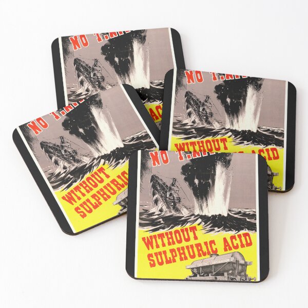 Item preview, WWII Propaganda Poster | No TNT Without Sulphuric Acid | Submarine Explosion Art | Industrial War Effort | Bold Red Typography designed and sold by artofuniverse.