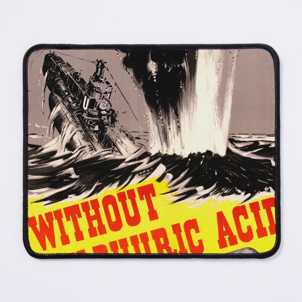 Item preview, WWII Propaganda Poster | No TNT Without Sulphuric Acid | Submarine Explosion Art | Industrial War Effort | Bold Red Typography designed and sold by artofuniverse.