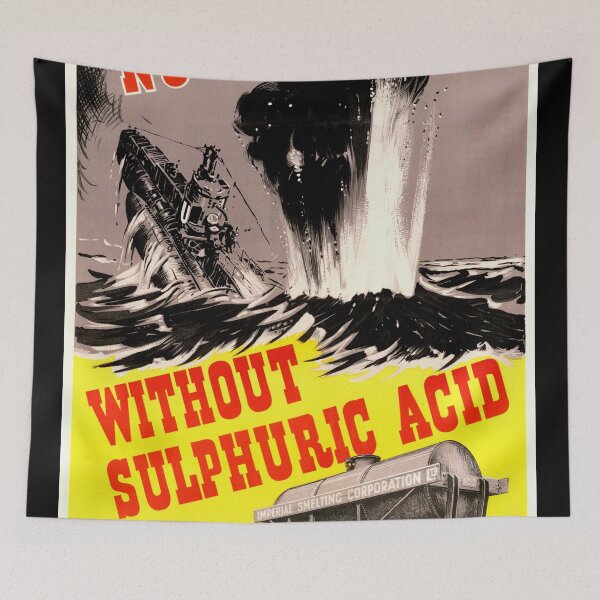 Item preview, WWII Propaganda Poster | No TNT Without Sulphuric Acid | Submarine Explosion Art | Industrial War Effort | Bold Red Typography designed and sold by artofuniverse.