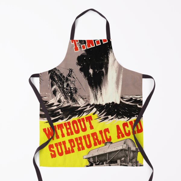 Item preview, WWII Propaganda Poster | No TNT Without Sulphuric Acid | Submarine Explosion Art | Industrial War Effort | Bold Red Typography designed and sold by artofuniverse.