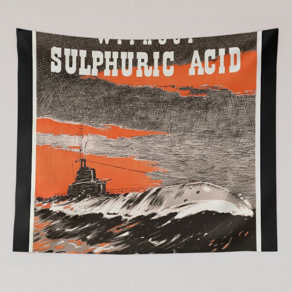 Item preview, World War II Propaganda Poster | Sulfuric Acid for Submarines | Bold Orange & Black Art | Naval Power Illustration designed and sold by artofuniverse.