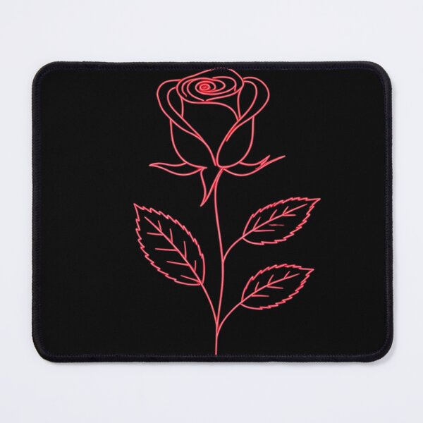 Item preview, Neon Red Line Rose – Minimal Vector Floral Art on Cosmic Black Background designed and sold by PixelVibe782.