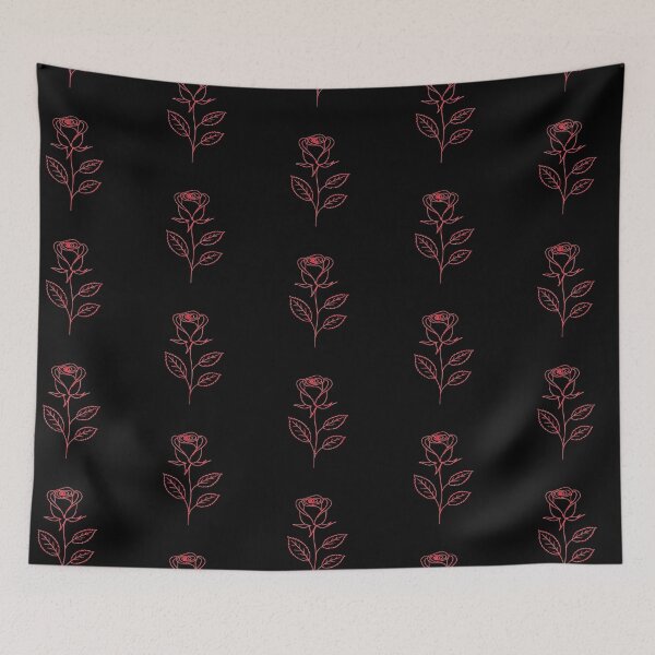 Item preview, Neon Red Line Rose – Minimal Vector Floral Art on Cosmic Black Background designed and sold by PixelVibe782.