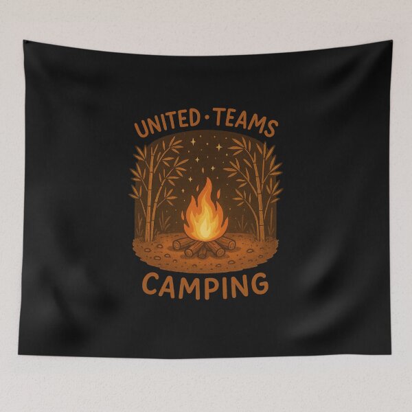 Item preview, United Teams Camping – Bamboo Forest Campfire Art designed and sold by annenambiro.