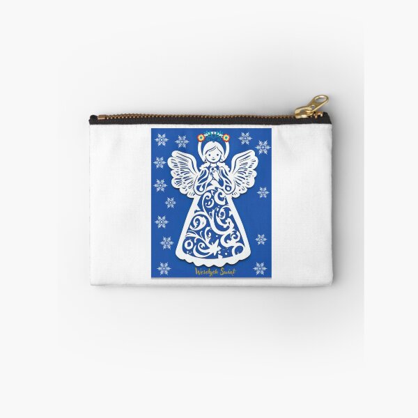 Item preview, Folk Angel Christmas Card – Papercut Style Wesołych Świąt Blue Design designed and sold by AmberWit.