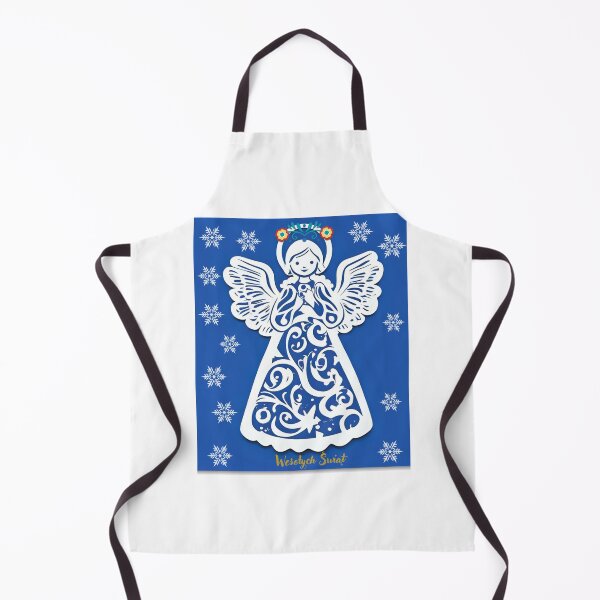 Item preview, Folk Angel Christmas Card – Papercut Style Wesołych Świąt Blue Design designed and sold by AmberWit.