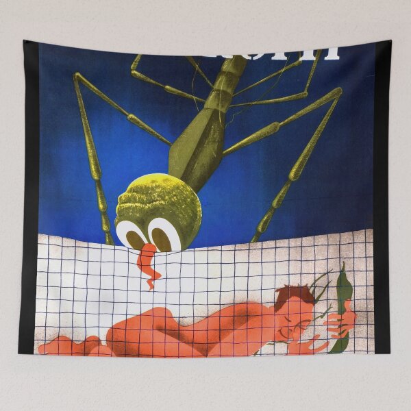 Item preview, Vintage WWII Public Health Poster | Net Profit Bed Net Art | Malaria Prevention Propaganda | Bold Colors & Humor designed and sold by artofuniverse.