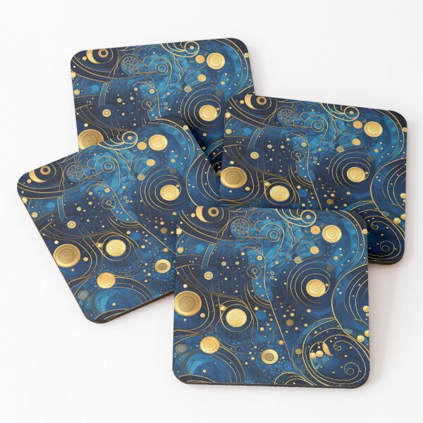 Item preview, Golden Whispers – Abstract Elegance in Blue and Gold designed and sold by Ewa Miller.