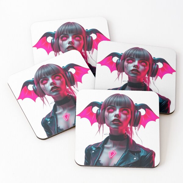 Item preview, Cyber Bat Siren – Neon Gothic Portrait designed and sold by VibeNationArt.