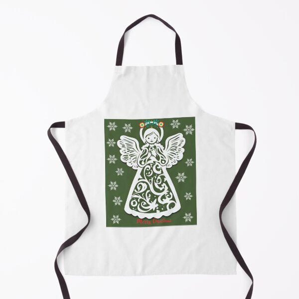 Item preview, Folk Angel Christmas Card – Papercut Style Merry Christmas Green Design designed and sold by AmberWit.