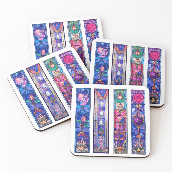 Item preview, Vibrant Purple Floral Stained Glass Panels designed and sold by LanaGustavsson.