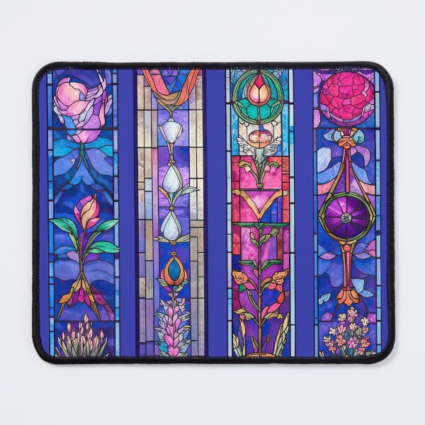 Item preview, Vibrant Purple Floral Stained Glass Panels designed and sold by LanaGustavsson.