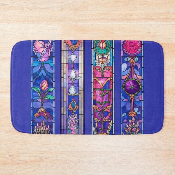 Item preview, Vibrant Purple Floral Stained Glass Panels designed and sold by LanaGustavsson.