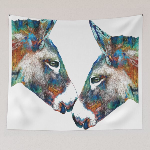 Item preview, Twin Flames Colorful Donkey Art On White designed and sold by Sharon Cummings Art.