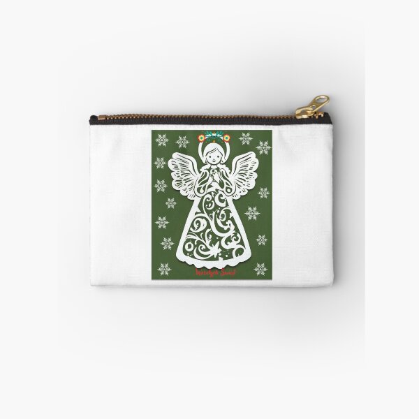 Item preview, Folk Angel Christmas Card – Papercut Style Wesołych Świąt Green Design designed and sold by AmberWit.