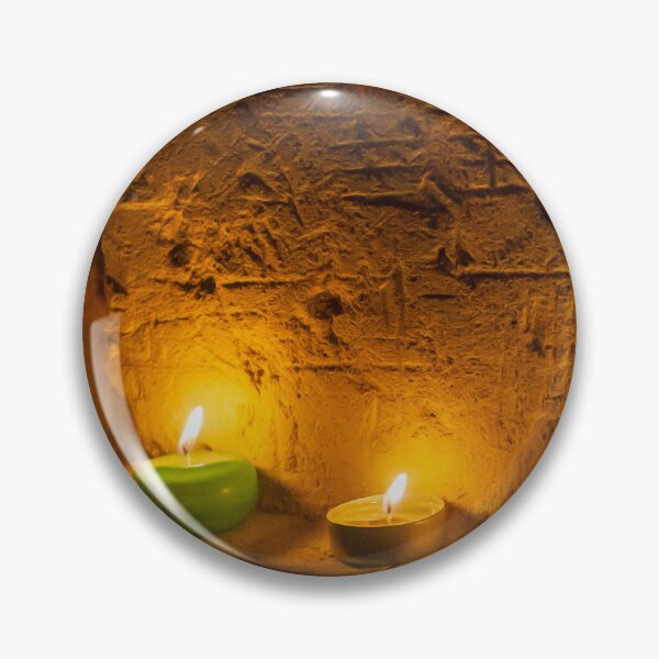 Item preview, Cozy Candlelight Scene With Green Tea Light Candles Against Rustic Brick Wall designed and sold by Nmallia.
