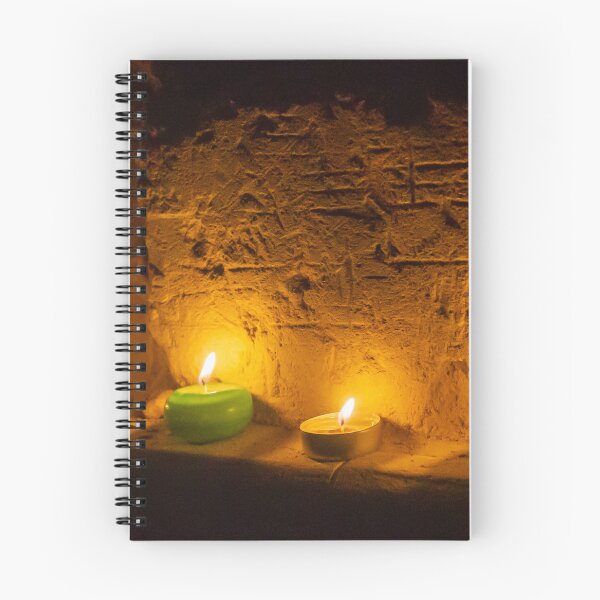 Item preview, Cozy Candlelight Scene With Green Tea Light Candles Against Rustic Brick Wall designed and sold by Nmallia.