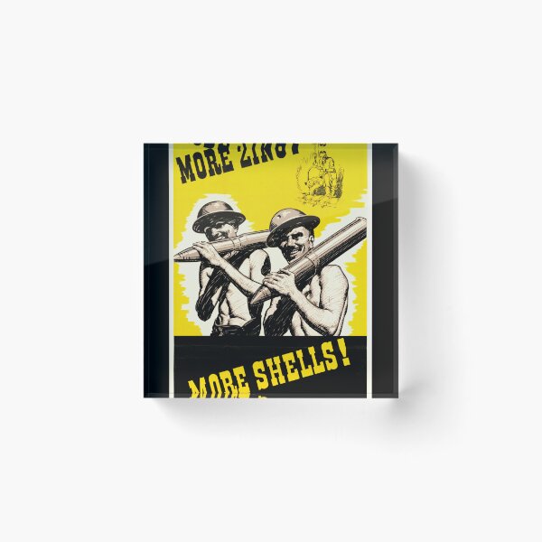 Item preview, Vintage WWII Propaganda Poster | Bold Yellow & Black Art | Industrial Mobilization | More Zinc & More Shells Call to Action designed and sold by artofuniverse.