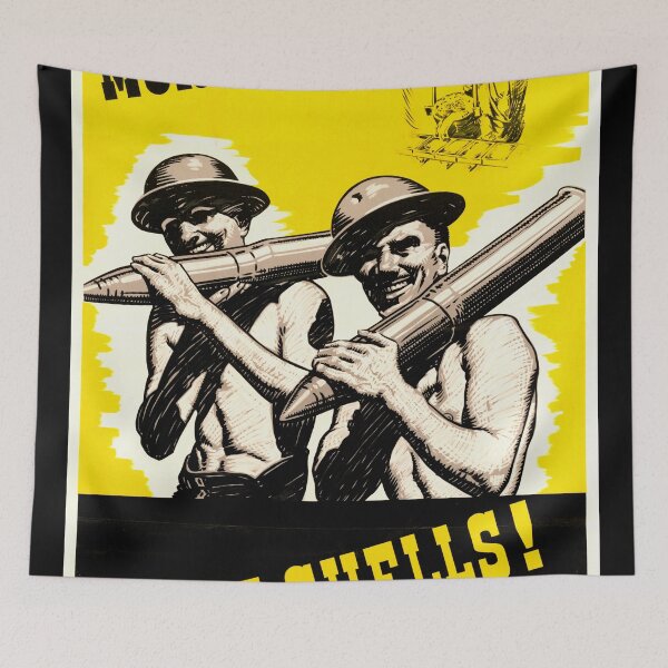 Item preview, Vintage WWII Propaganda Poster | Bold Yellow & Black Art | Industrial Mobilization | More Zinc & More Shells Call to Action designed and sold by artofuniverse.