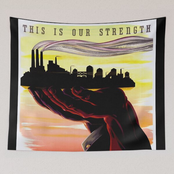 Item preview, WWII Propaganda Poster | Canadian Art Print | Labor & Management Unity | Industrial Strength | Vintage Wall Decor | War Effort designed and sold by artofuniverse.